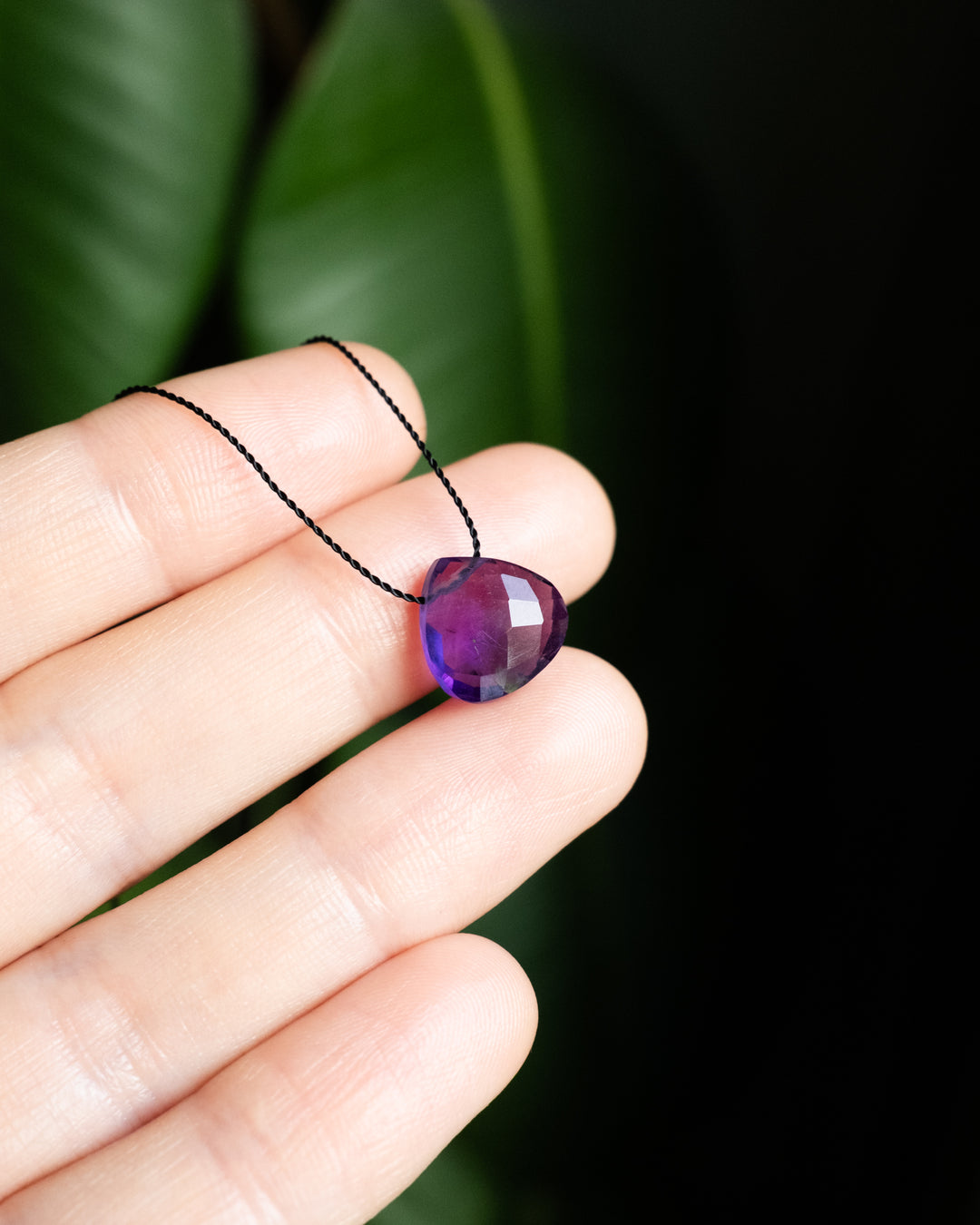 African Amethyst Vegan Silk Necklace