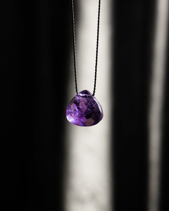 African Amethyst Vegan Silk Necklace