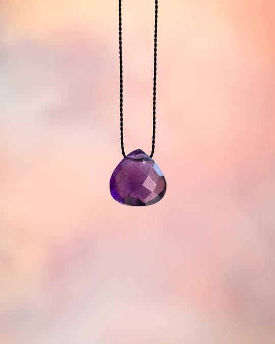 African Amethyst Vegan Silk Necklace