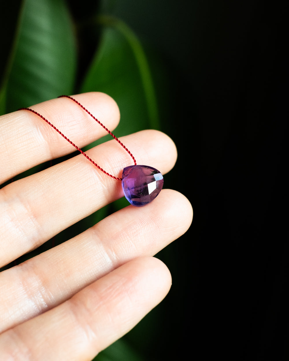 African Amethyst Vegan Silk Necklace