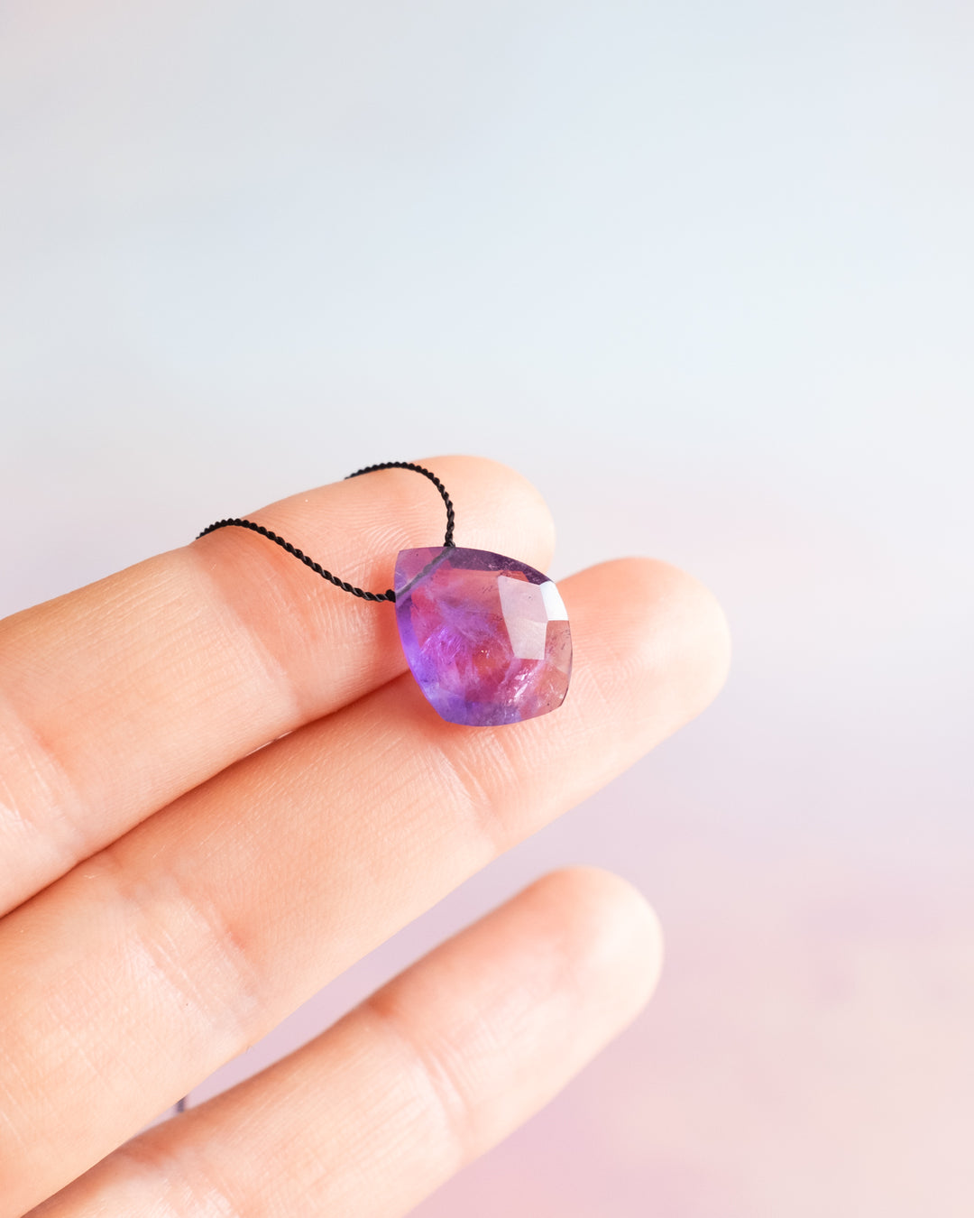 Amethyst Diamond Vegan Silk Necklace - The Healing Pear