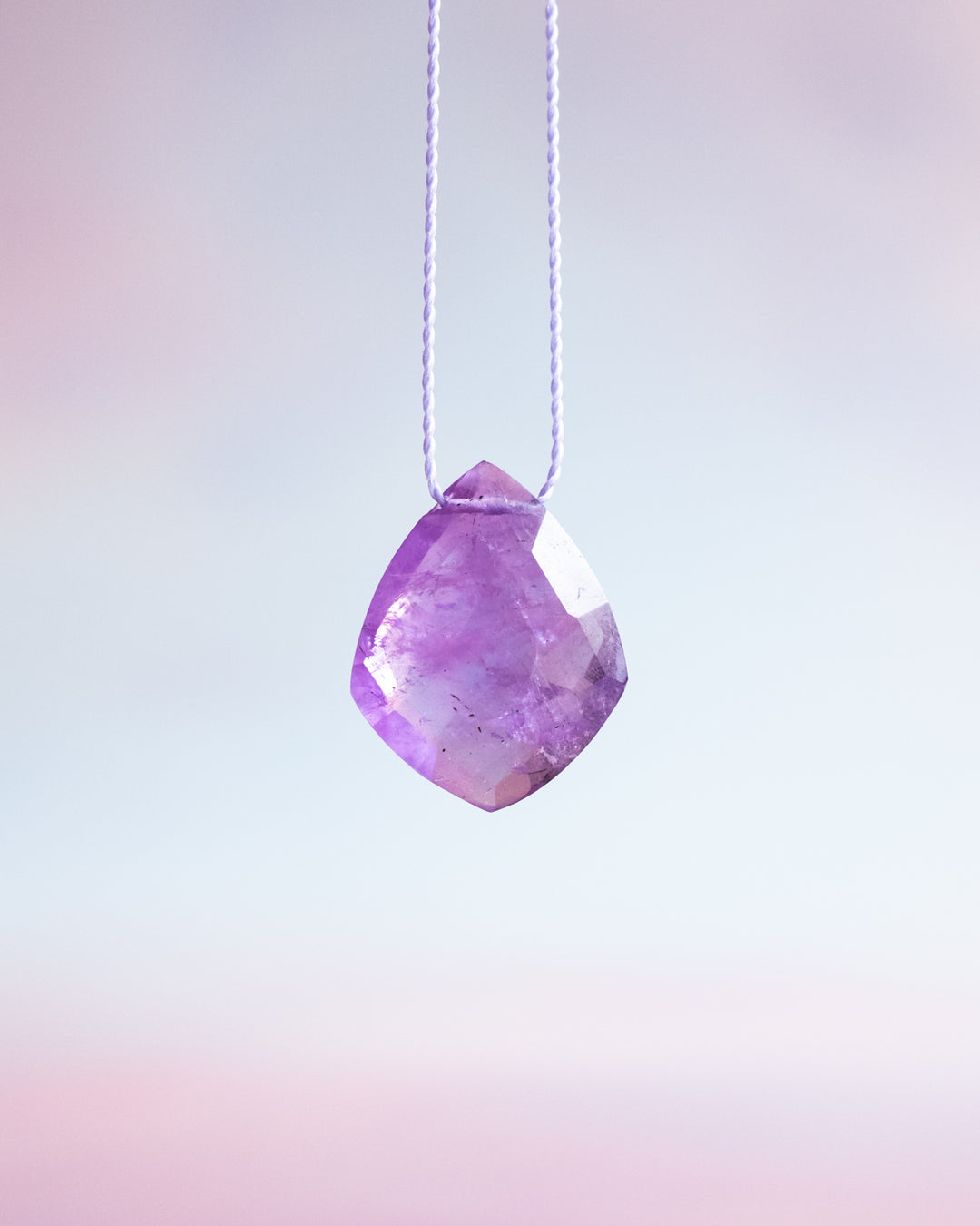 Amethyst Diamond Vegan Silk Necklace - The Healing Pear