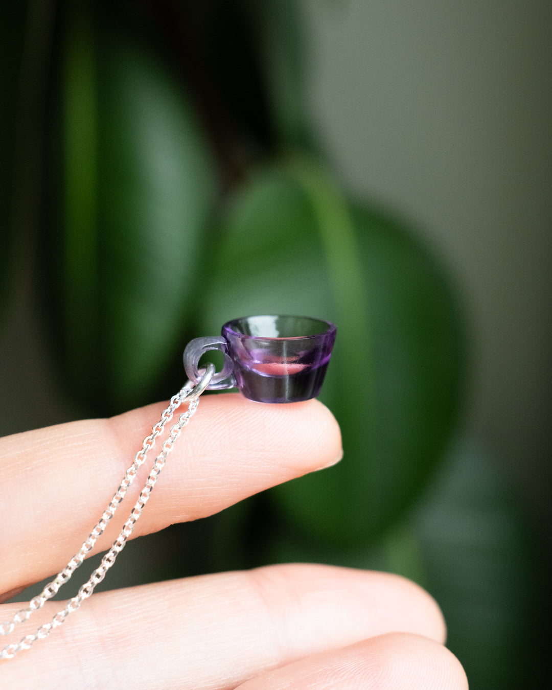 Amethyst Hand Carved Mug Necklace - The Healing Pear