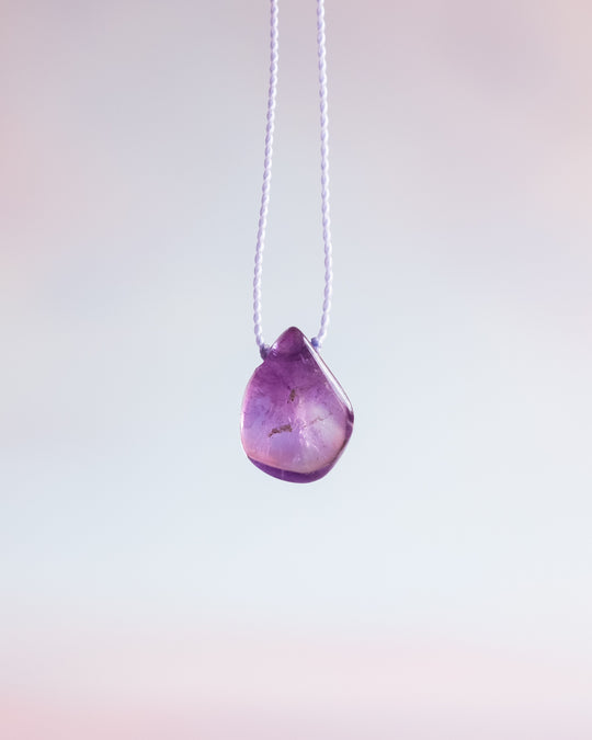 Amethyst Slice Vegan Silk Necklace - The Healing Pear