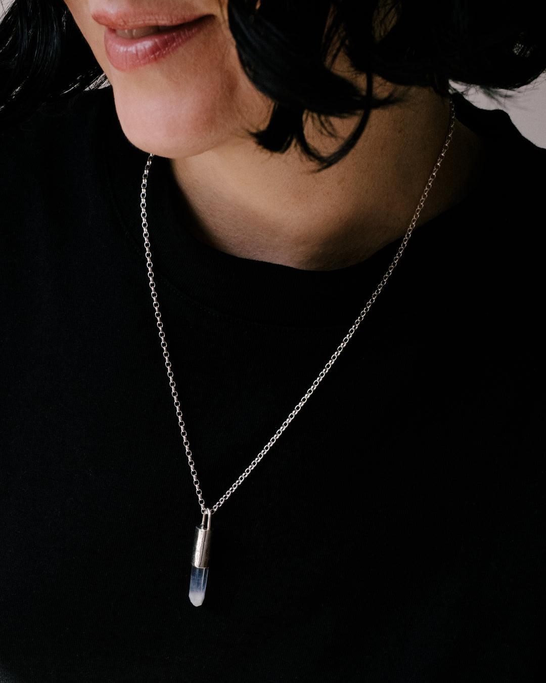 Angel Aura Quartz Point Sterling Silver Necklace - The Healing Pear