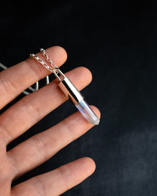 Angel Aura Quartz Point Sterling Silver Necklace - The Healing Pear