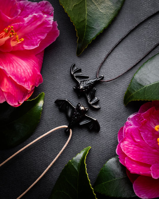 Obsidian Hand Carved Bat Necklace - The Healing Pear