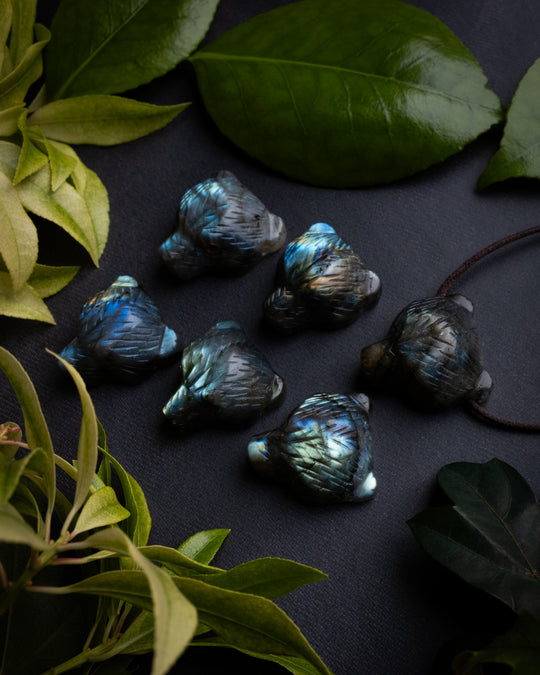 Labradorite Hand Carved Bear Necklace - The Healing Pear