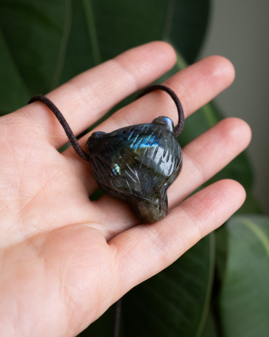 Labradorite Hand Carved Bear Necklace - The Healing Pear