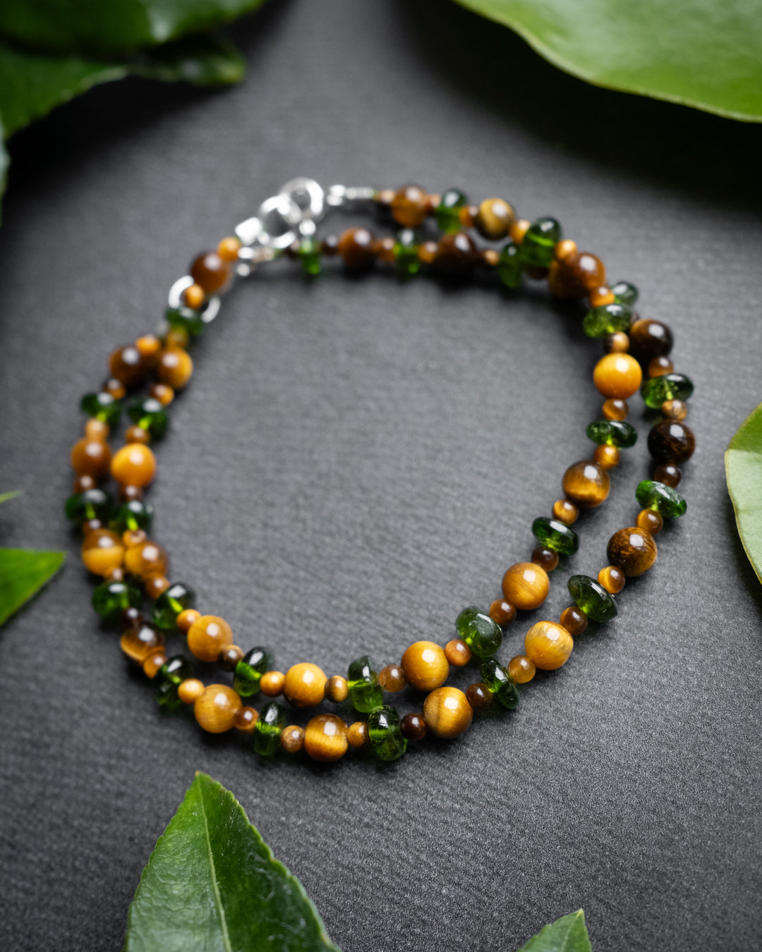Tiger's Eye & Chrome Diopside Beaded Bracelet - The Healing Pear