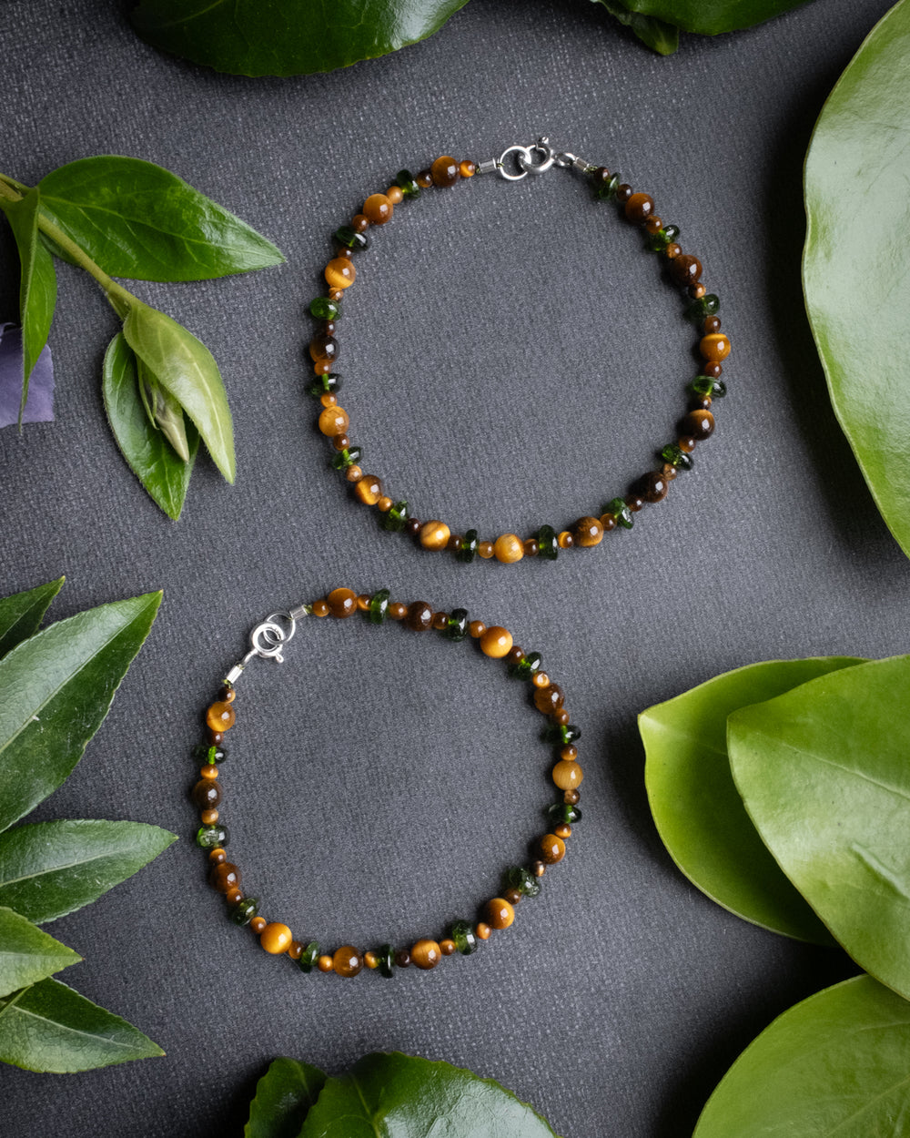 Tiger's Eye & Chrome Diopside Beaded Bracelet - The Healing Pear