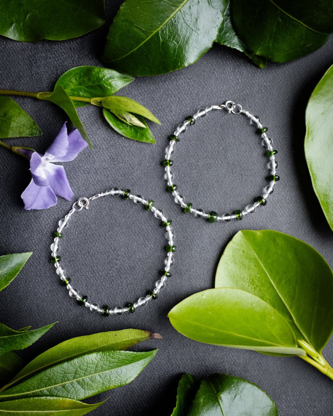 Clear Quartz & Chrome Diopside Beaded Bracelet - The Healing Pear