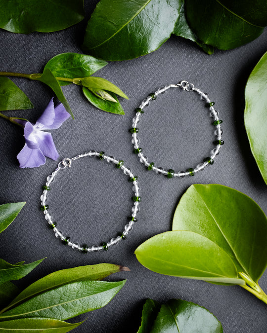 Clear Quartz & Chrome Diopside Beaded Bracelet - The Healing Pear