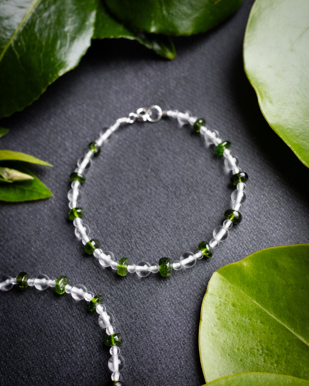 Clear Quartz & Chrome Diopside Beaded Bracelet - The Healing Pear