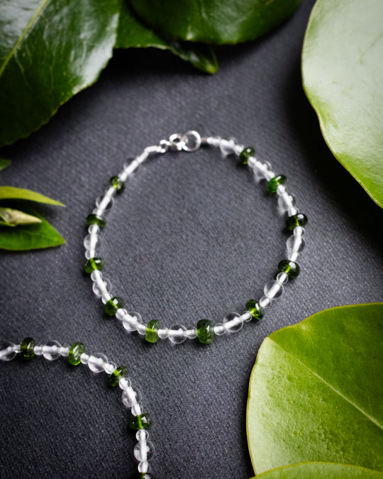 Clear Quartz & Chrome Diopside Beaded Bracelet - The Healing Pear