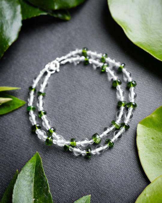 Clear Quartz & Chrome Diopside Beaded Bracelet - The Healing Pear