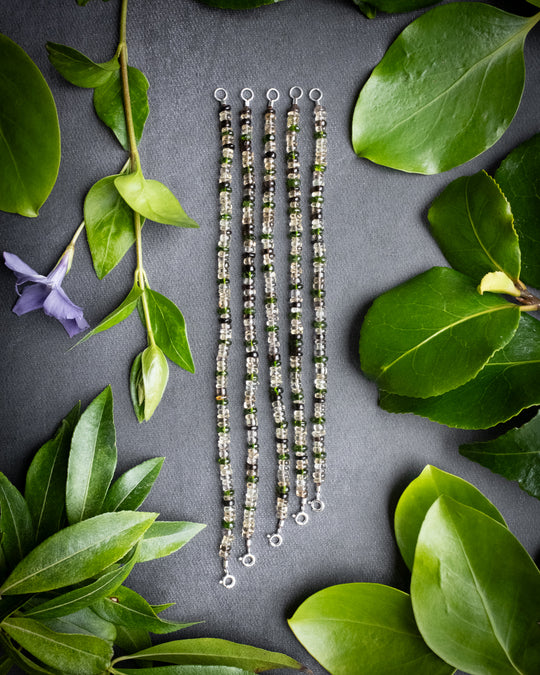 Smoky Lemon Quartz & Chrome Diopside Beaded Bracelet - The Healing Pear