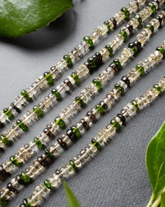 Smoky Lemon Quartz & Chrome Diopside Beaded Bracelet - The Healing Pear