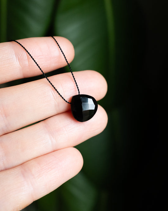 Black Onyx Vegan Silk Necklace