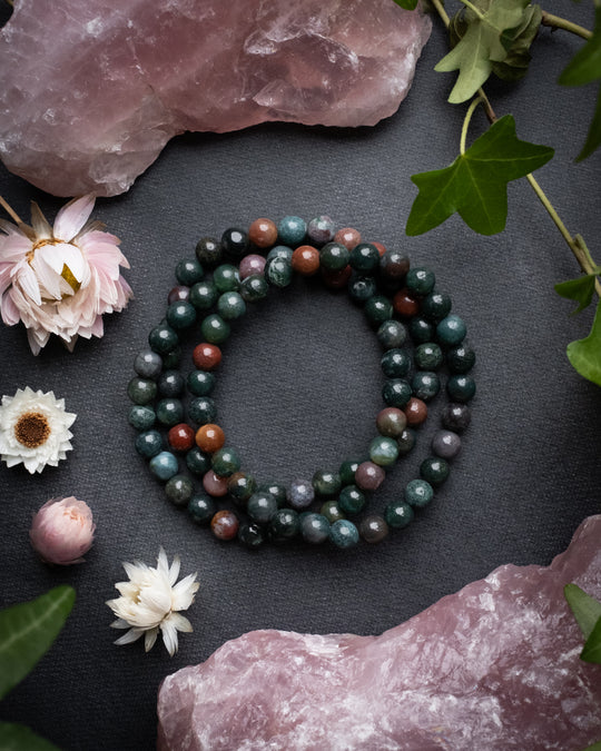 Bloodstone Round Bead Bracelet 6mm - The Healing Pear