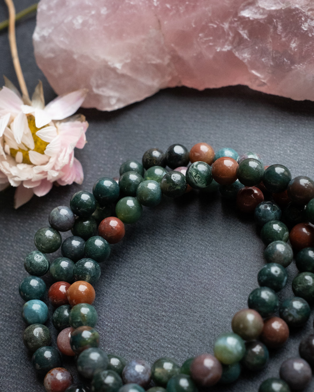 Bloodstone Round Bead Bracelet 6mm - The Healing Pear