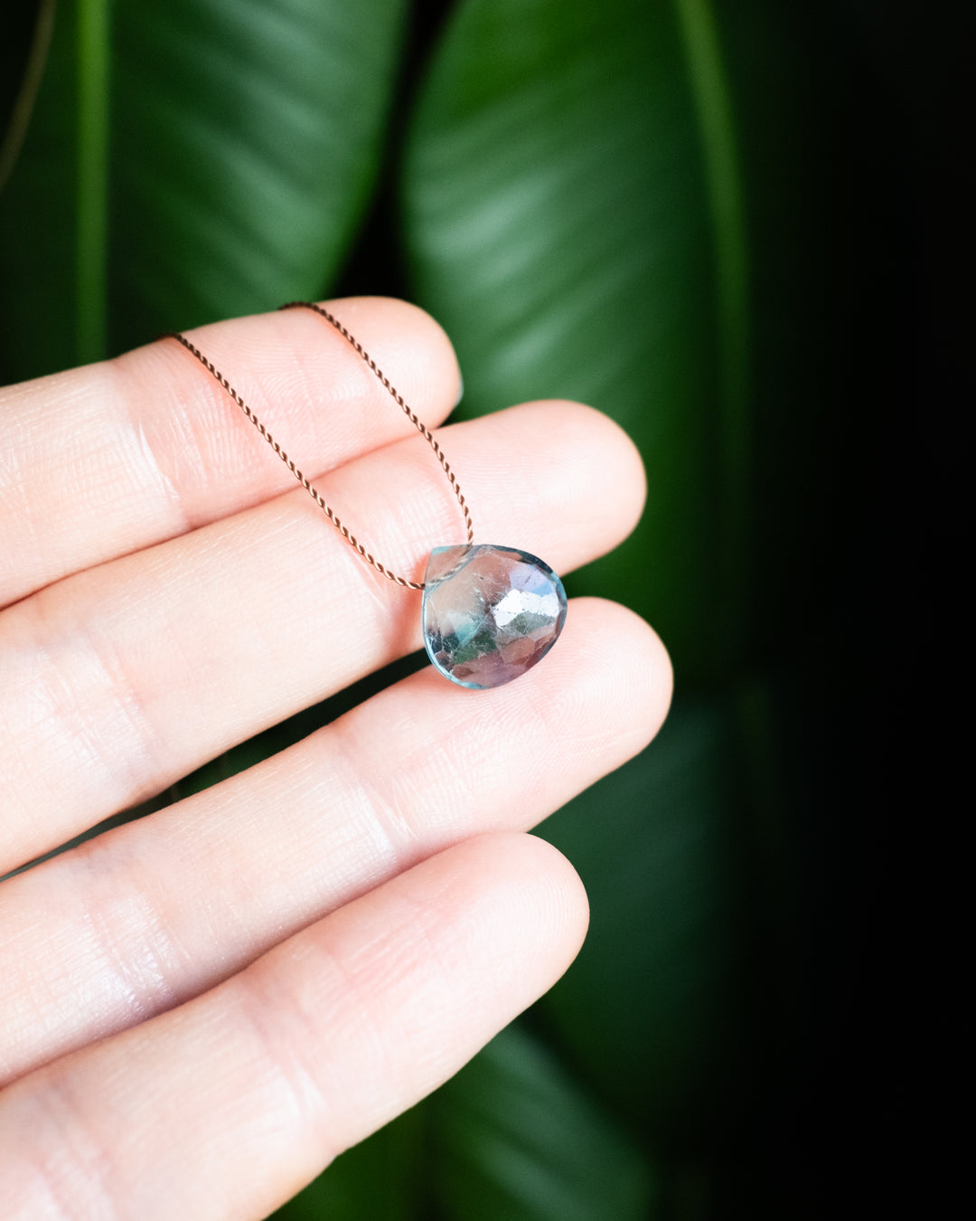 Blue/Green Fluorite Vegan Silk Necklace
