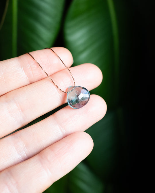 Blue/Green Fluorite Vegan Silk Necklace