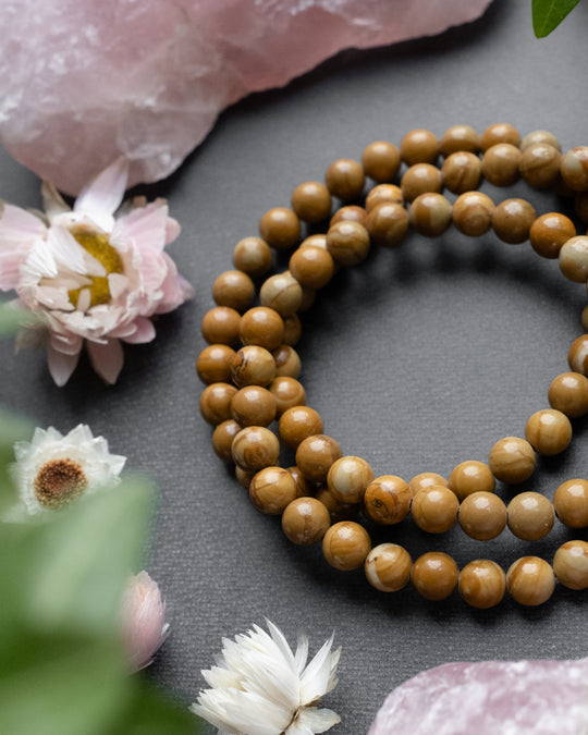 Camel Jasper Round Bead Bracelet 6mm - The Healing Pear
