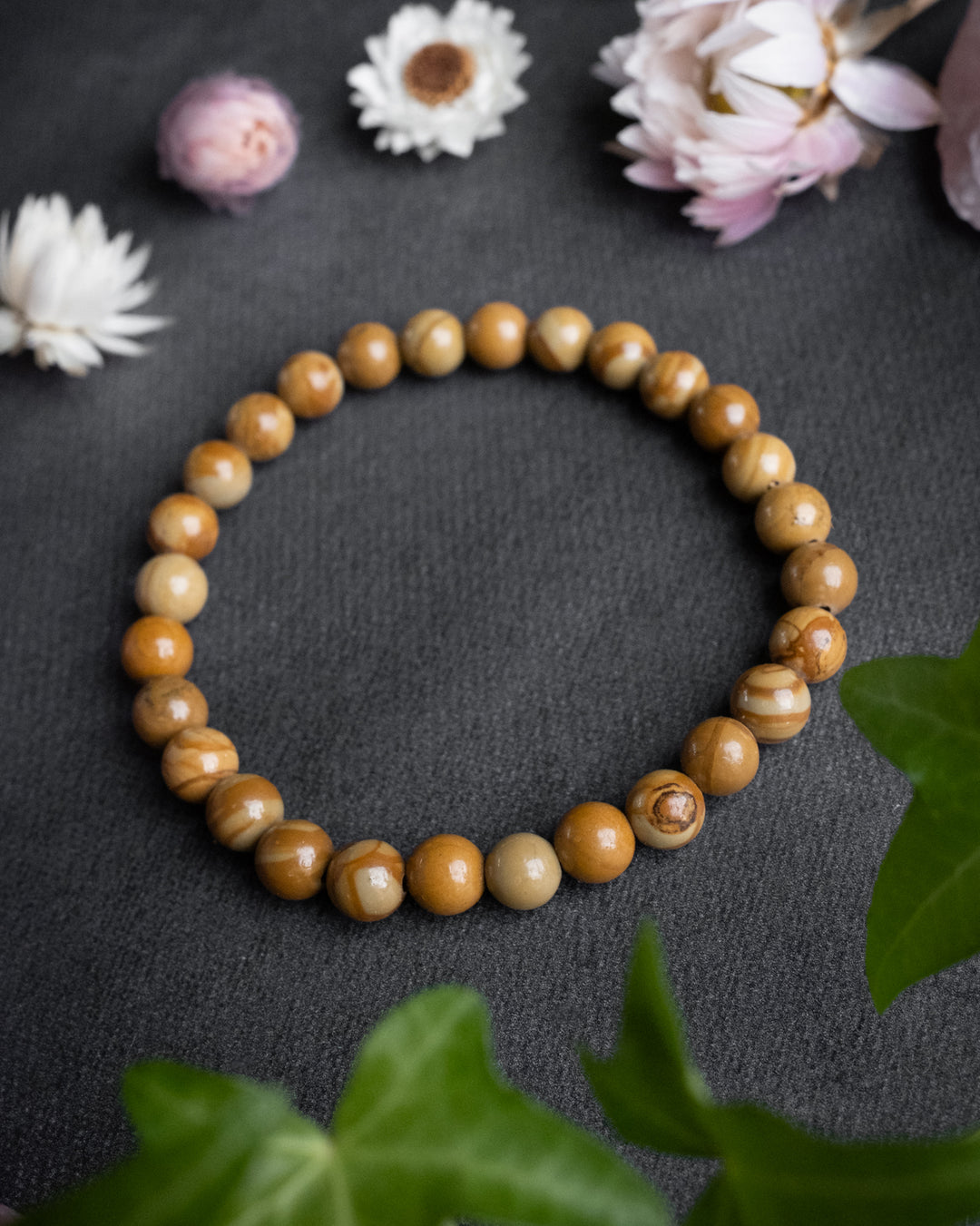 Camel Jasper Round Bead Bracelet 6mm - The Healing Pear