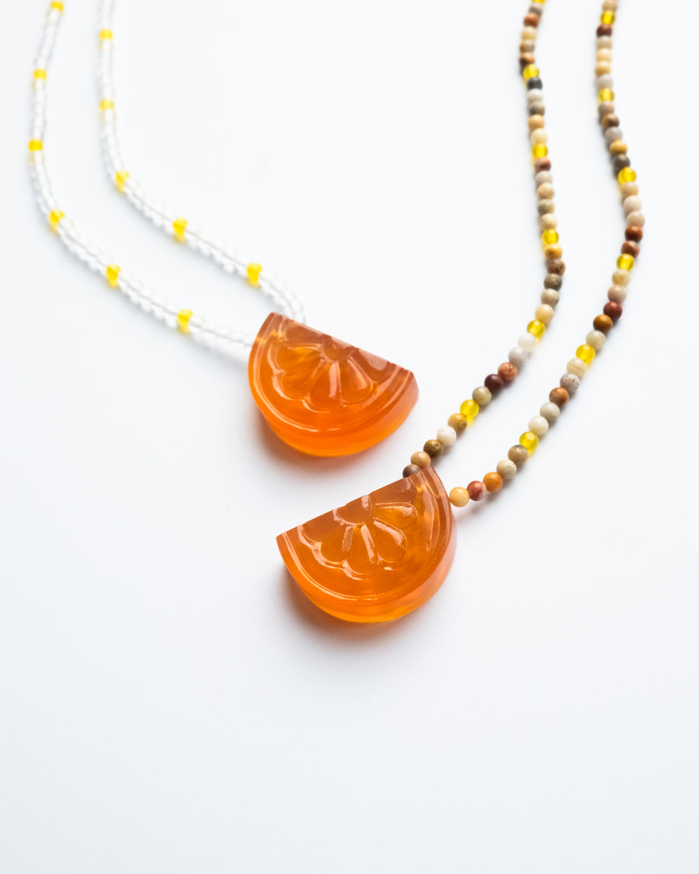 Carnelian Orange Slice Beaded Necklace