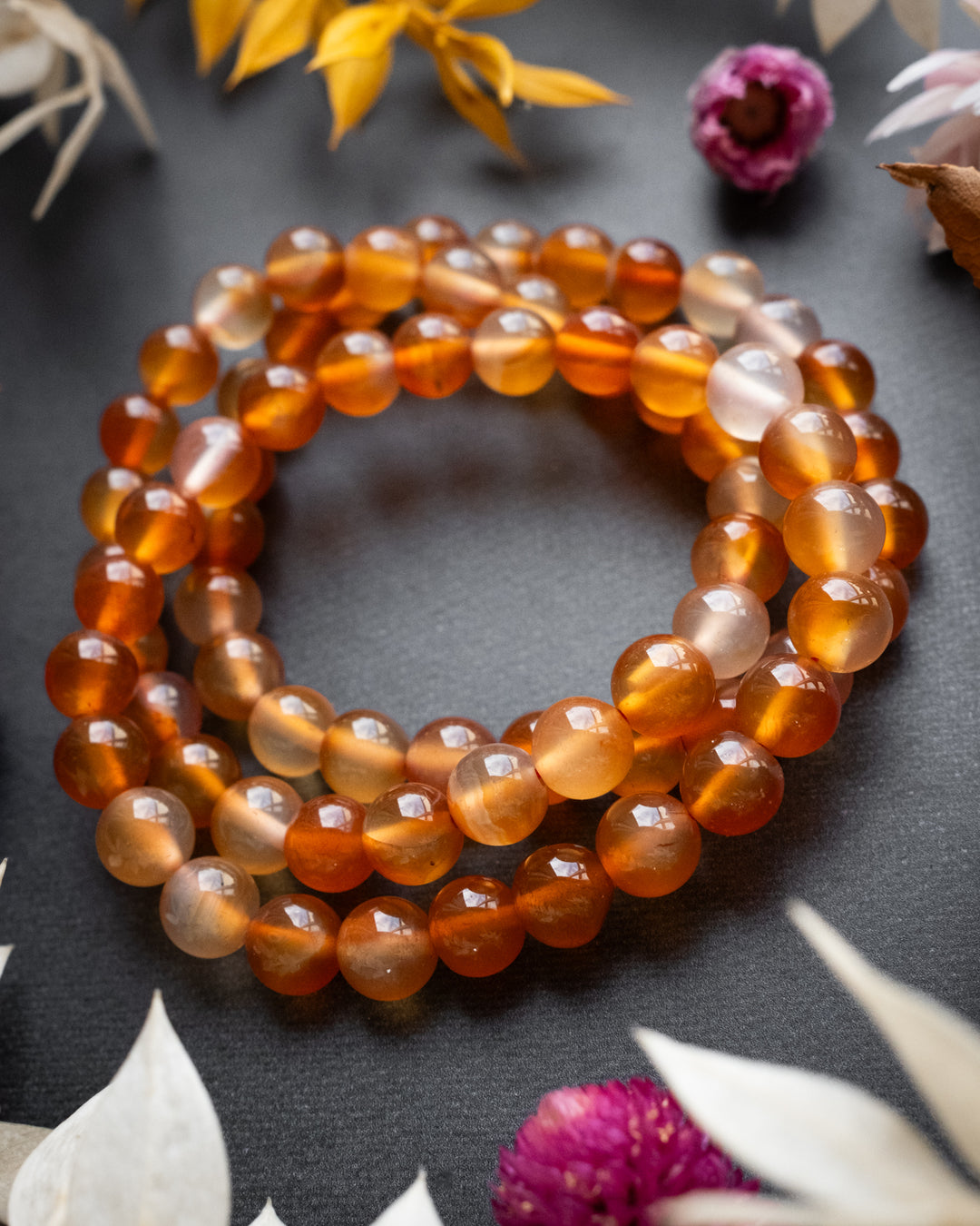 Carnelian Round Bead Bracelet 8mm - The Healing Pear