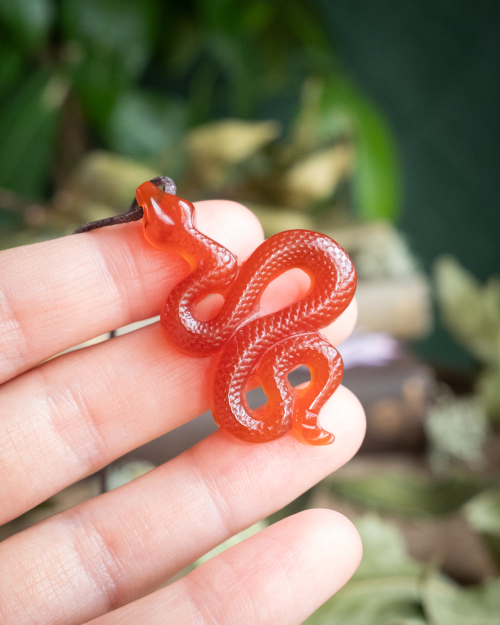 Carnelian Hand Carved Snake Necklace - The Healing Pear