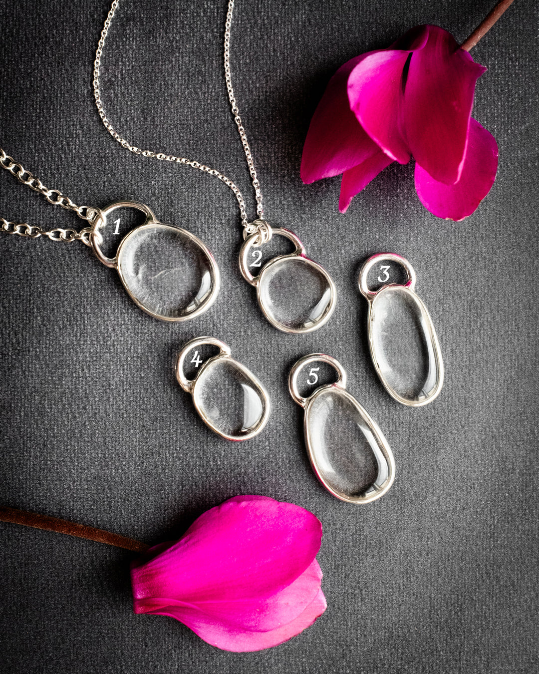 Clear Quartz Pebble Recycled Sterling Silver Necklace
