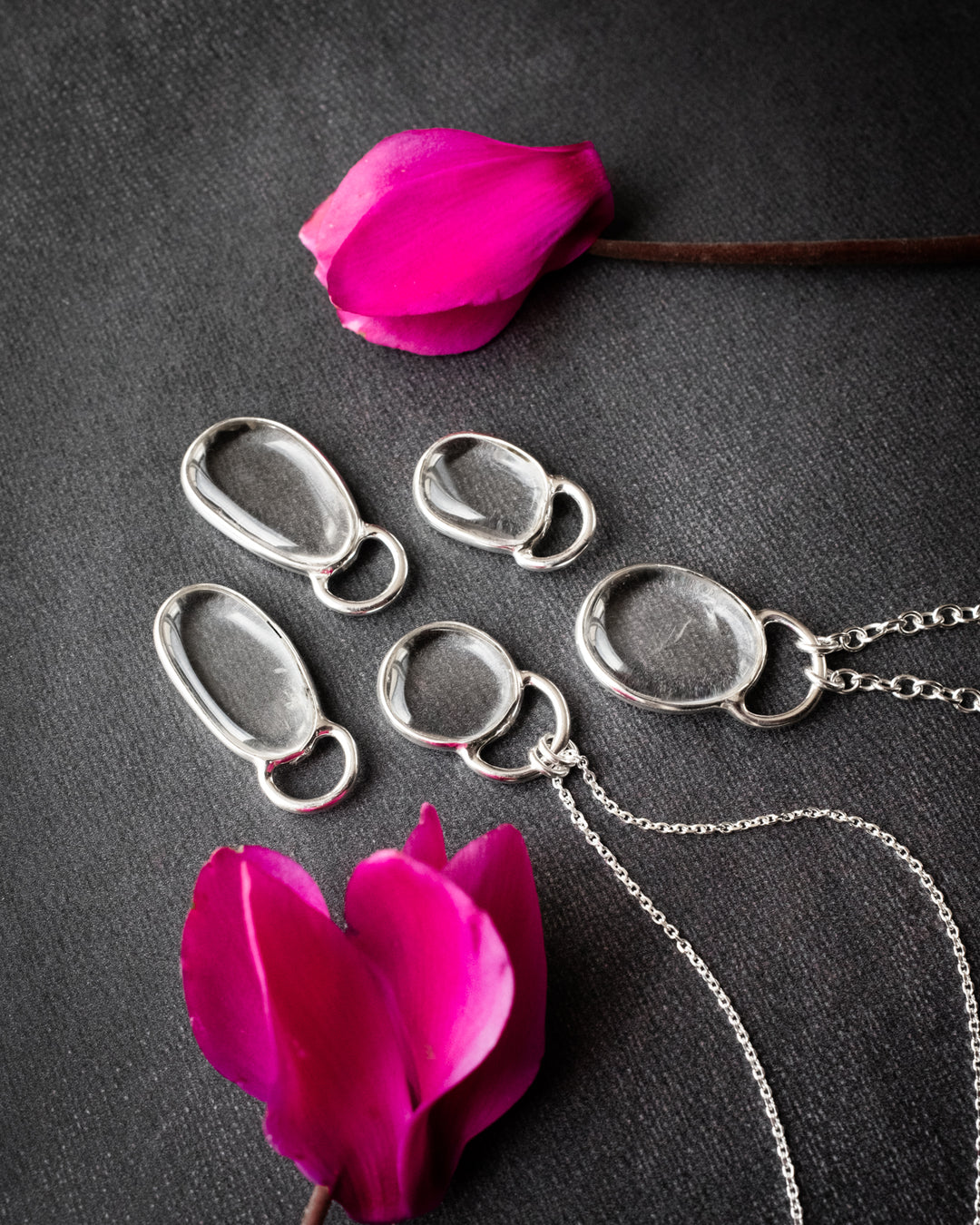 Clear Quartz Pebble Recycled Sterling Silver Necklace