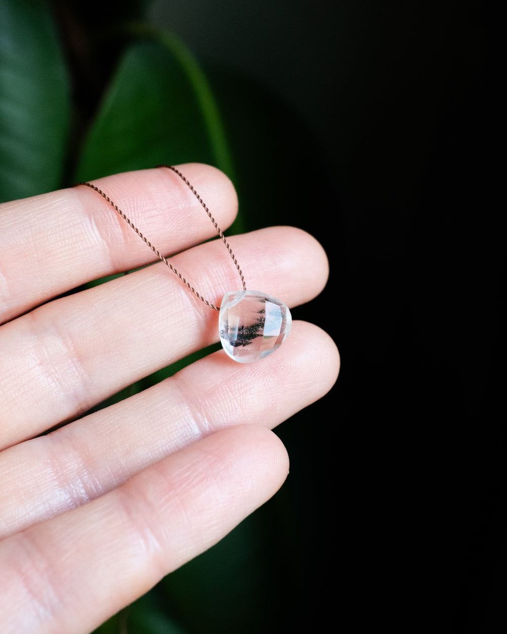Clear Quartz Vegan Silk Necklace - The Healing Pear