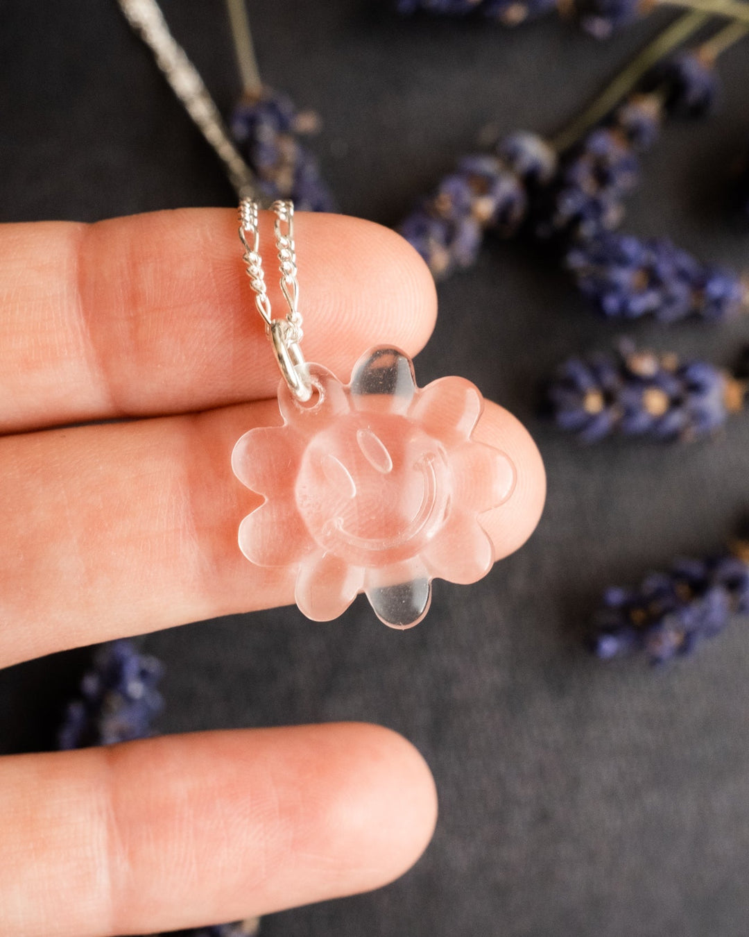 Clear Quartz Hand Carved Groovy Flower Necklace - The Healing Pear