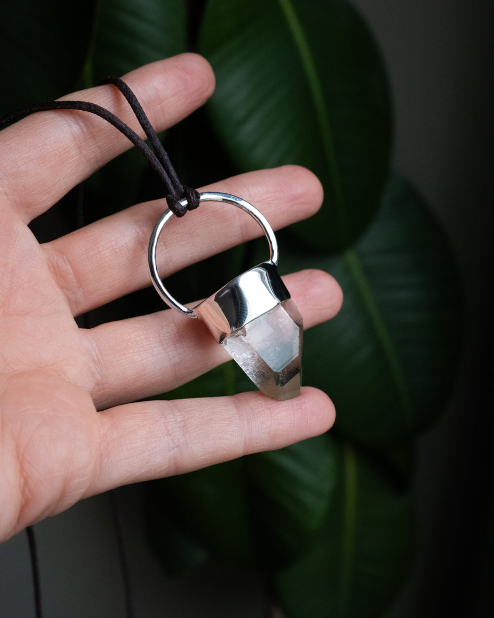 Lemurian Quartz Point Sterling Silver Necklace