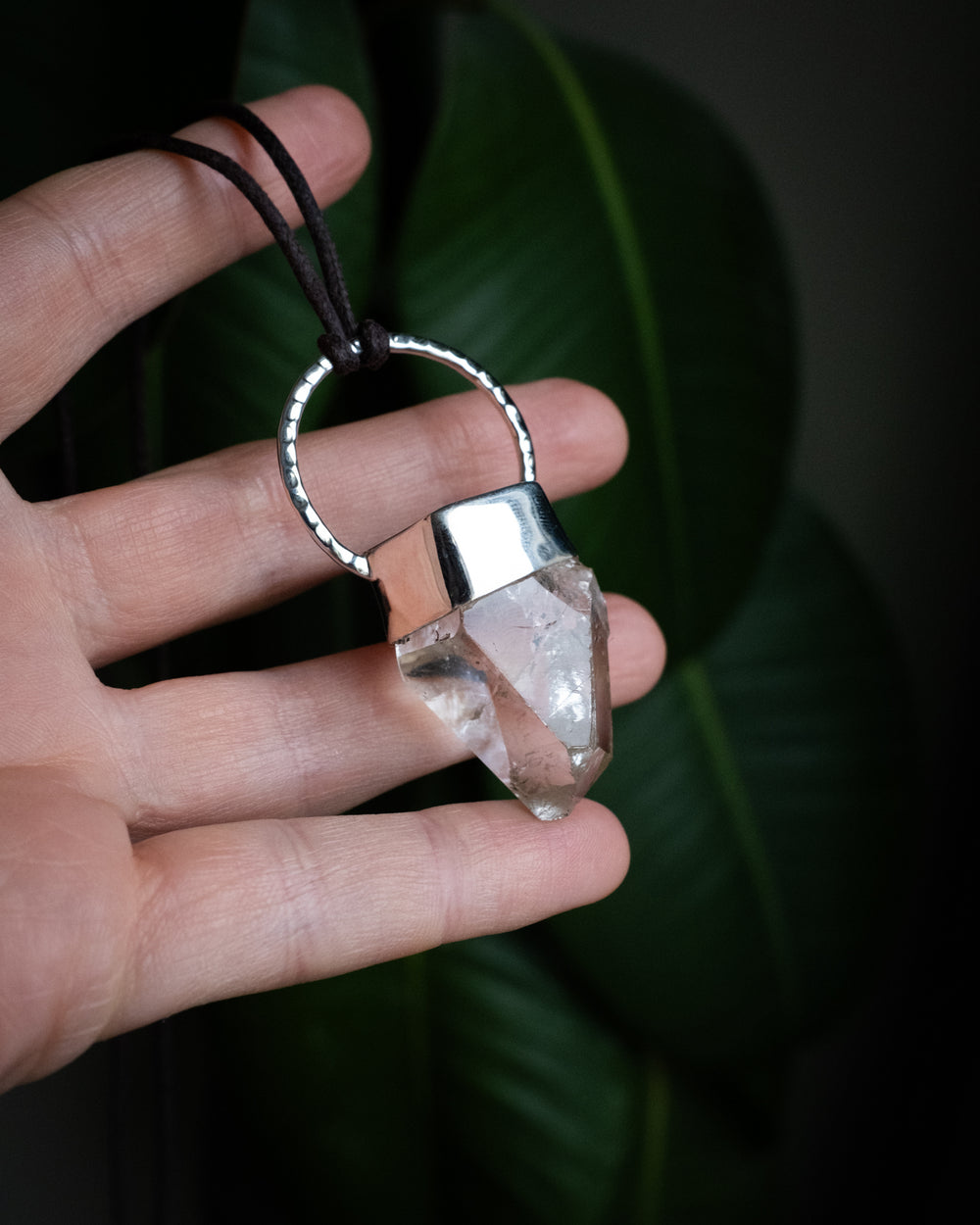 Lemurian Quartz Point Sterling Silver Necklace