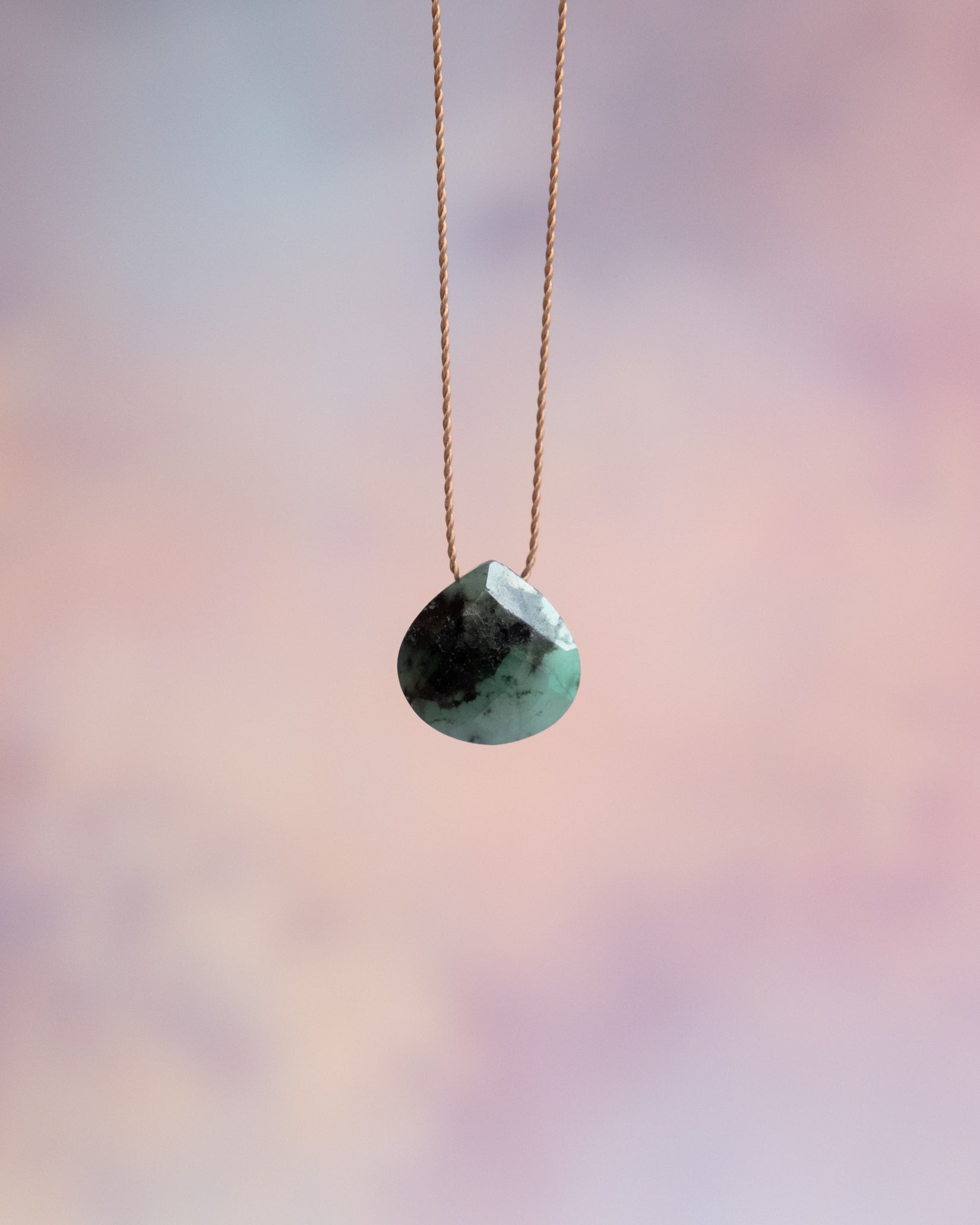 Emerald Vegan Silk Necklace - The Healing Pear