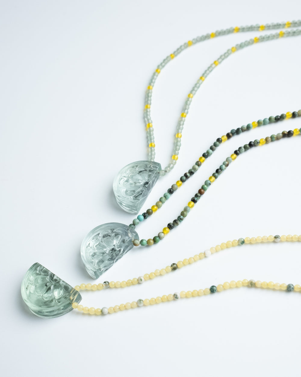 Fluorite Lime Slice Beaded Necklace