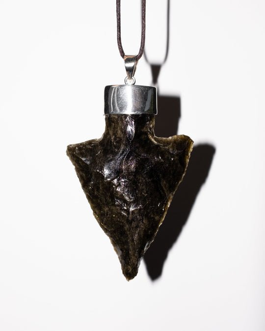 Gold Sheen Obsidian Arrowhead Sterling Silver Necklace - The Healing Pear