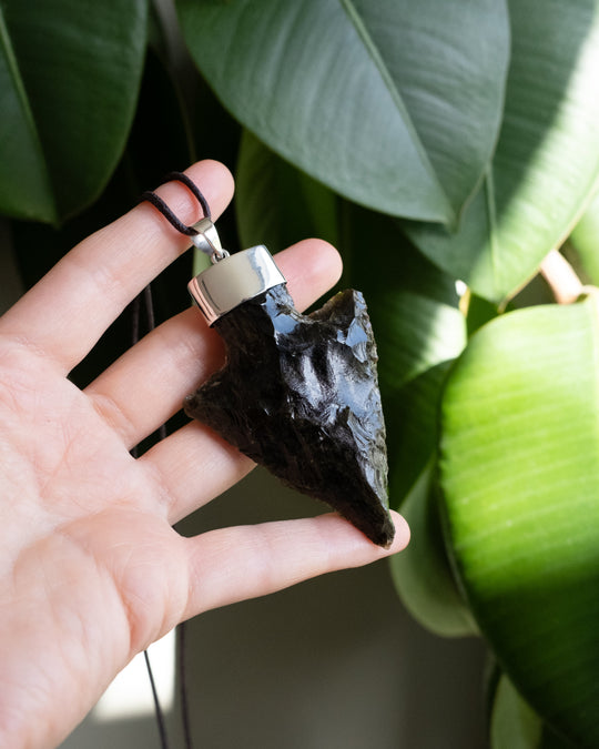 Gold Sheen Obsidian Arrowhead Sterling Silver Necklace - The Healing Pear
