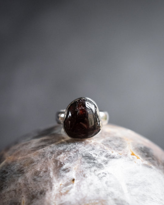 Garnet Ring in Sterling Silver - Size 6 US / M UK