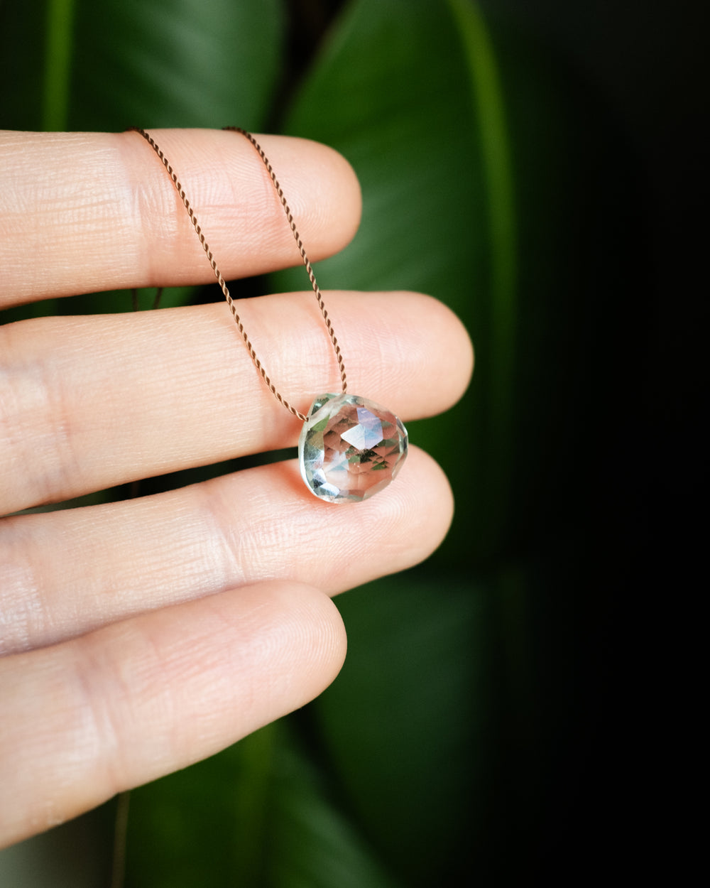 Green Amethyst Vegan Silk Necklace