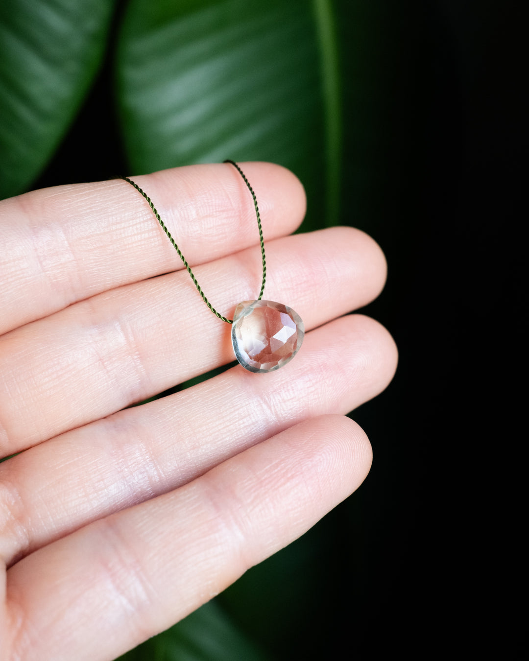 Green Amethyst Vegan Silk Necklace