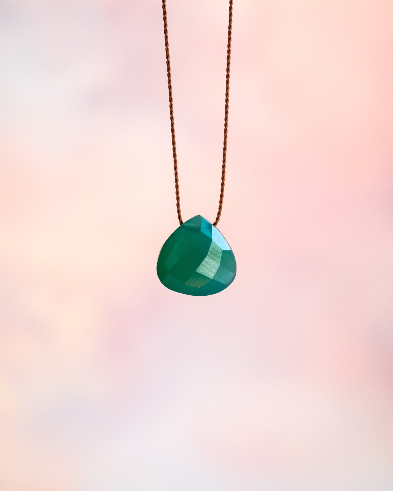 Green Onyx Vegan Silk Necklace - The Healing Pear