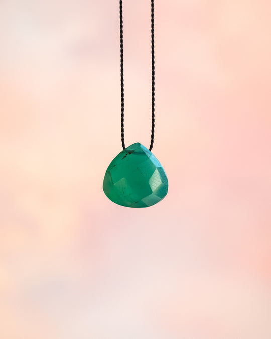 Green Onyx Vegan Silk Necklace