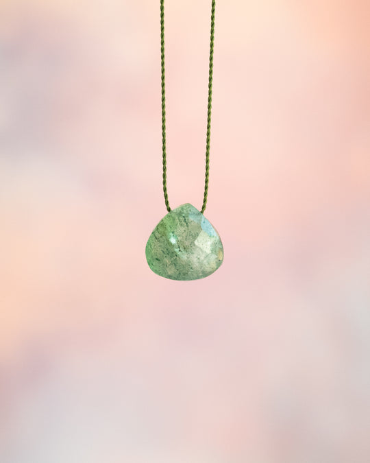 Green Strawberry Quartz Vegan Silk Necklace