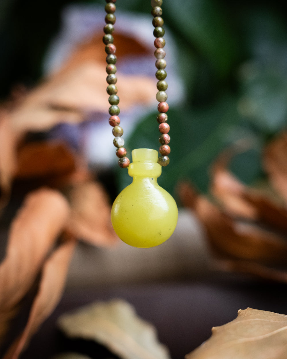 Potion for Balance: Serpentine & Unakite Beaded Necklace - The Healing Pear