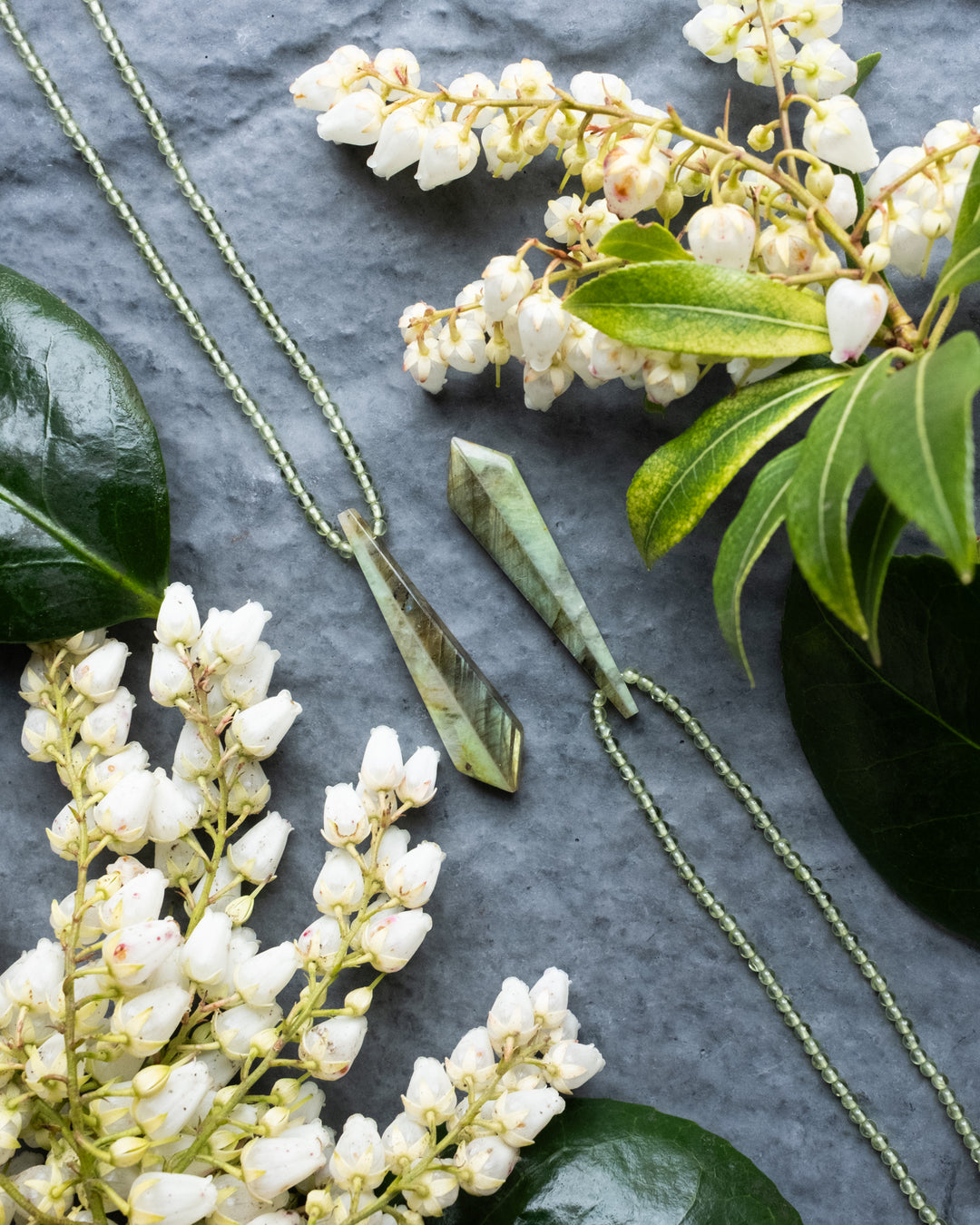 Labradorite, Chrysoprase &amp; Prehnite Beaded Necklace - The Healing Pear